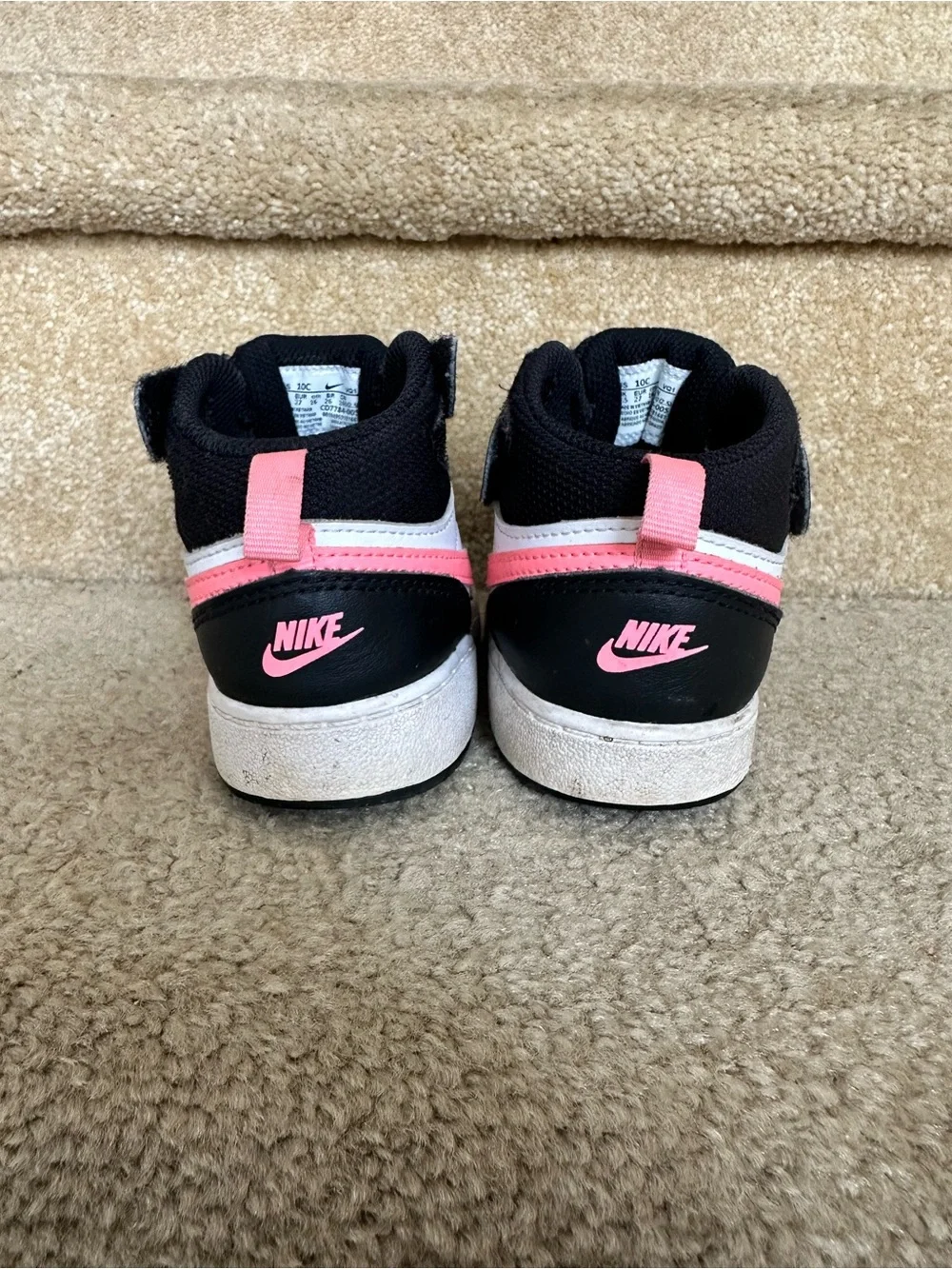 Nike Kids' High-Top Sneakers in Black, White & Pink